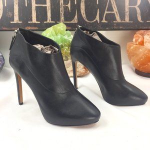 NINE WEST Black Heel Leather Bootie Zip